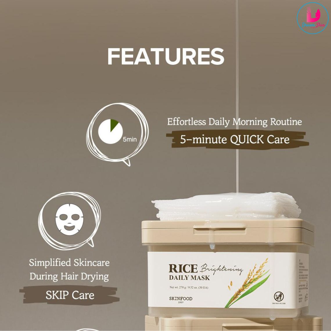 Skinfood Rice Brightening Daily Mask [30 sheets] 